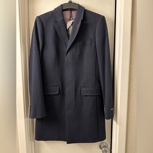 NWT $425 Ted baker men’s Navy Blue Textured Blazer Coat Italian fabric size S 2